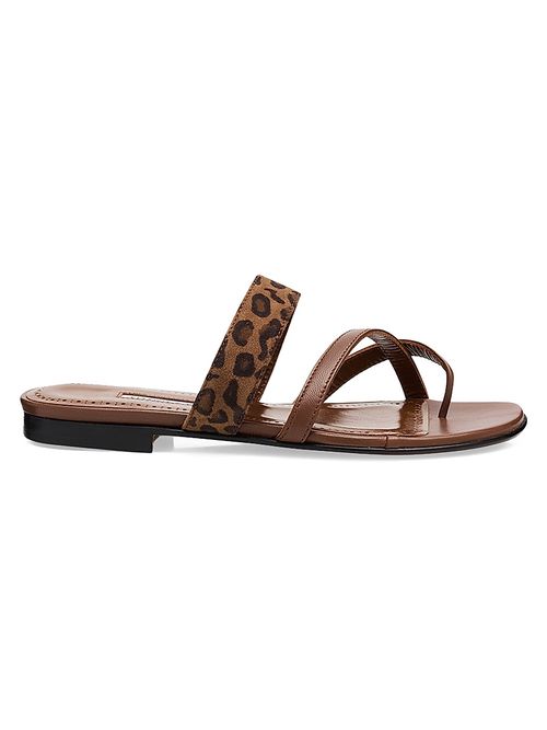 Women's Susa Leopard-Print Leather Sandals - Brown Black