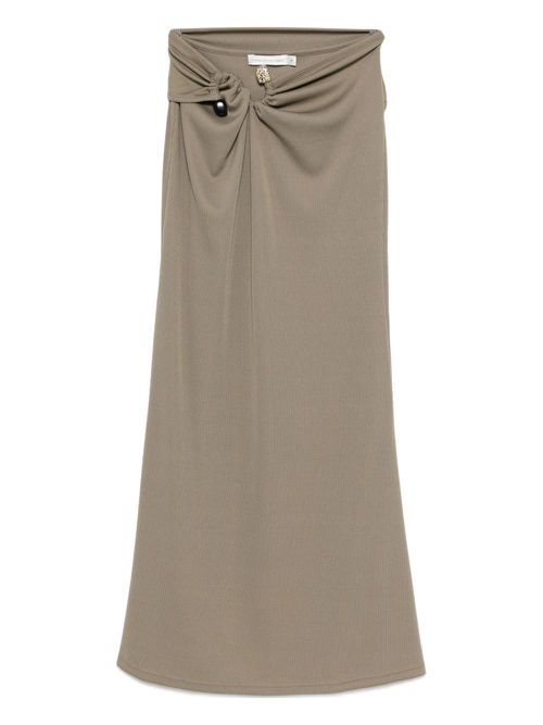 Gathered-detail ribbed maxi skirt - Green