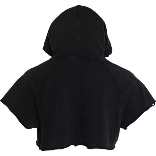 Cotton Hooded Cropped Hoodie — Black