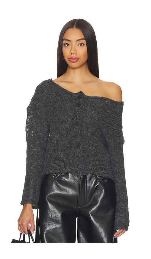 LIONESS Margaux Knit Top in Charcoal. XS also in L, M