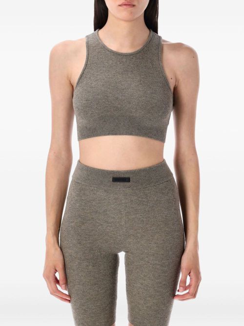 Crew-neck ribbed tank top - Grey