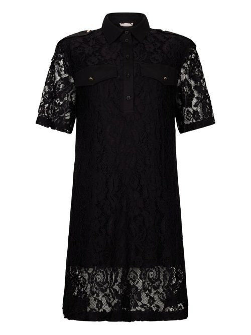 Lace polo dress - Black