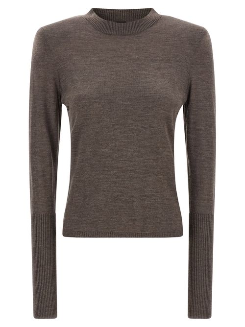 Merino Wool with Padded Shoulders Sweater — Brown
