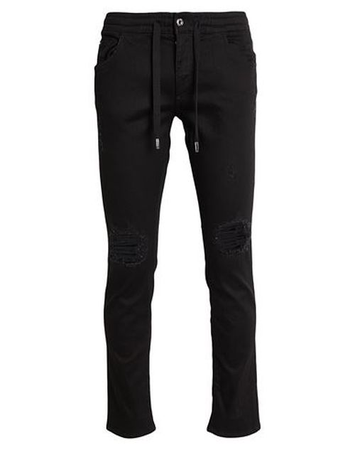 Man Jeans Black Size 30 Cotton, Polyester, Elastane, Calfskin
