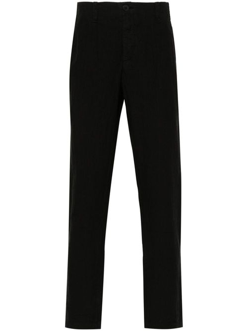 Linen tapered-leg trousers - Black