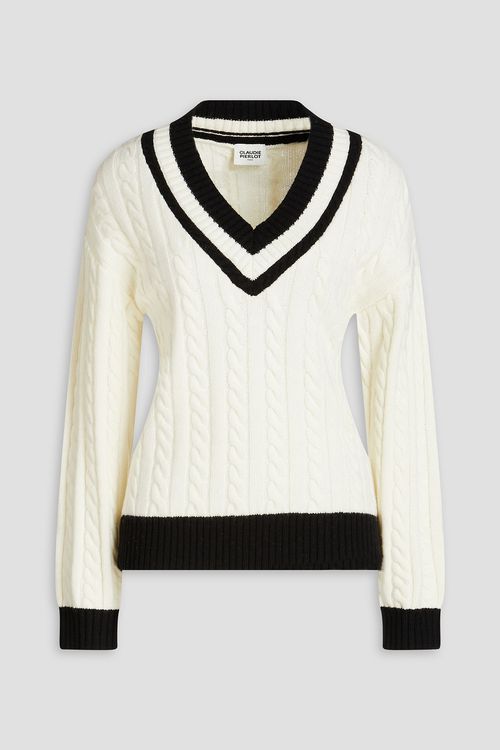 Cable-knit wool-blend sweater