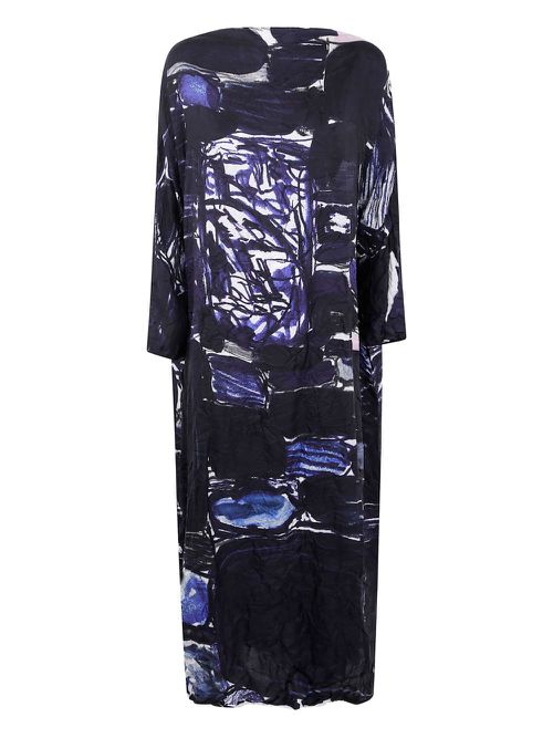 Abstract-print silk dress - Black