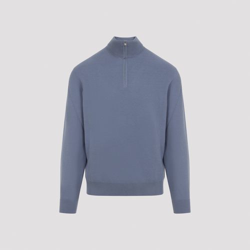 Piqué-Knit Wool Quarter-Zip Sweater