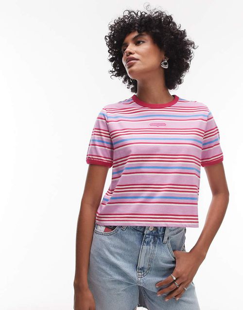 Stripey oversized t-shirt in pink
