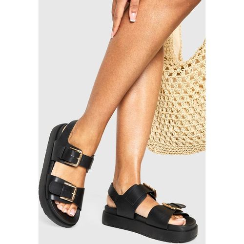Boohoo Women's Buckle Detail Chunky Dad Sandals in Black