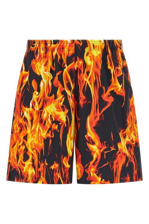 'Black & Orange Fire' Bermuda Shorts
