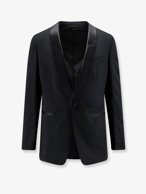 Tuxedo Wool Blazer — Black