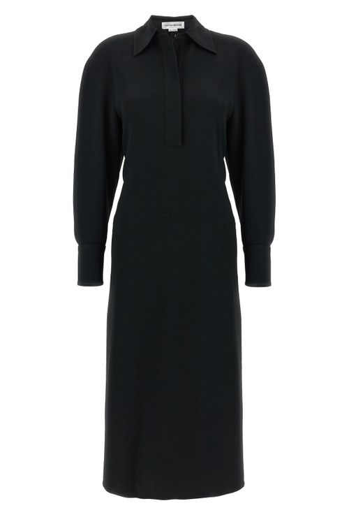 'Long Sleeve Polo Collar Midi' Dress
