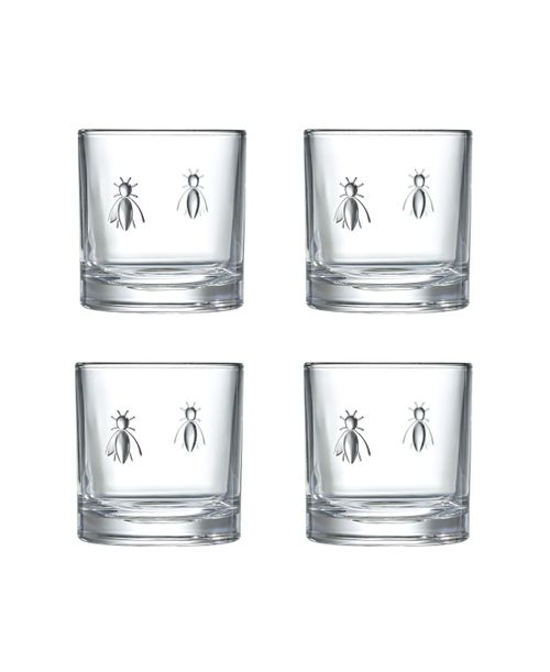 Napoleon Bee Whiskey Glasses, Set of 4 - Clear