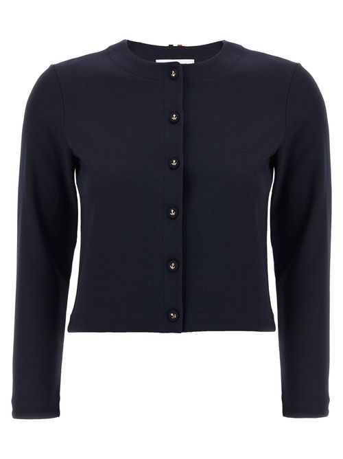 Viscose with Anchor Buttons Cardigan — Navy