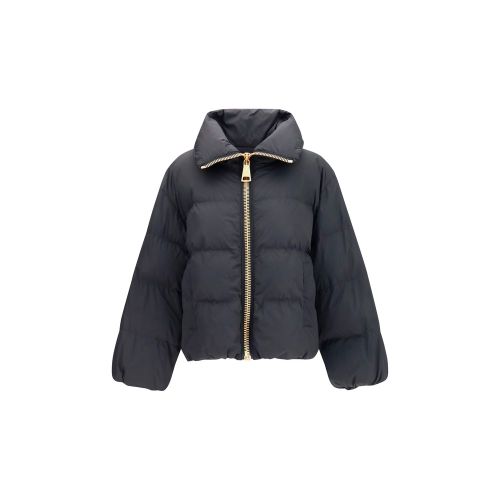 Quilted Viscose Puffer Down Jacket — Black
