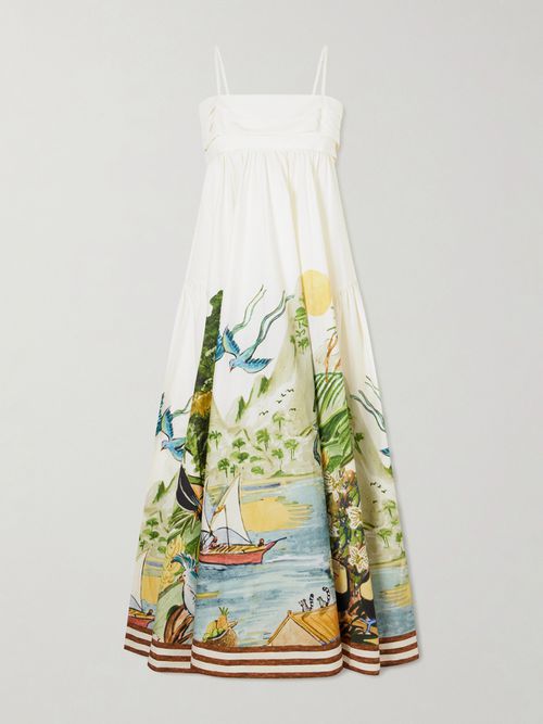 Printed Organic Cotton Midi Dress - Multi
