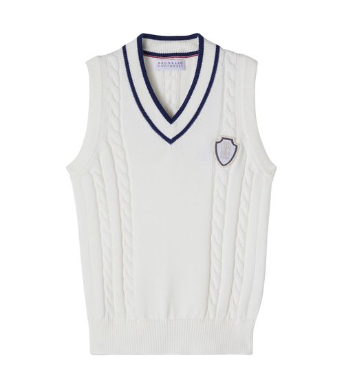Cable-knit cotton vest
