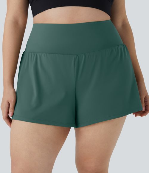 Pocket Plus Pocket 2-in-1 Gym Plus Size Shorts 2.5'' Gym Short - Blue Spruce