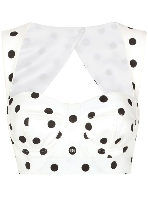 돌체앤가바나 여성 White Polka Dot-Print Corset Top - Women's - Cotton/Elastane F7AA7TFSFNM23602293