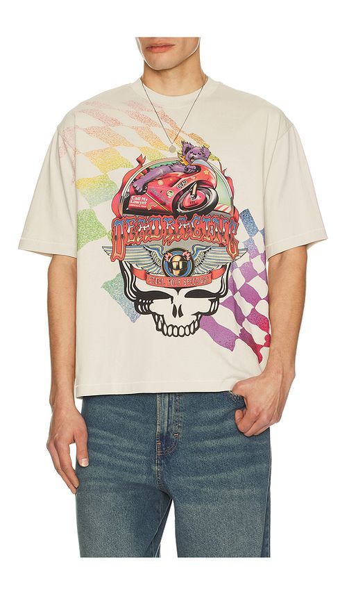 Market x Grateful Dead Stealie Moto Bear T-Shirt in Cream. L. Also in M, S, XL/1X