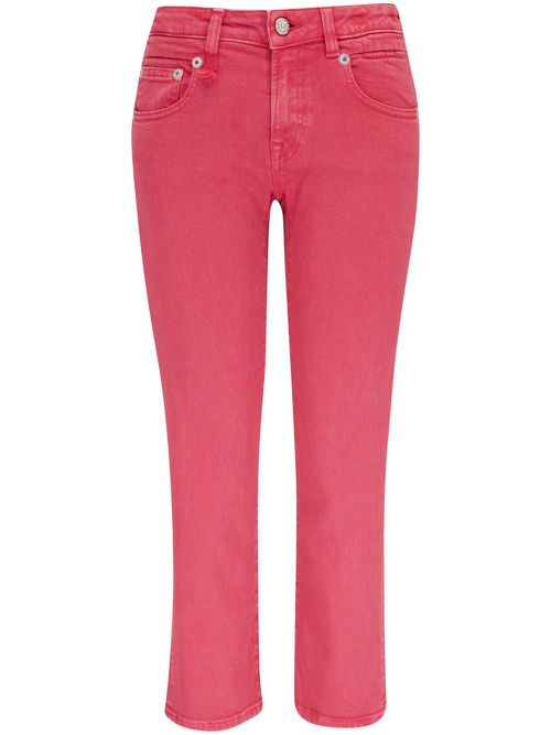 Logo-patch cropped jeans - Pink