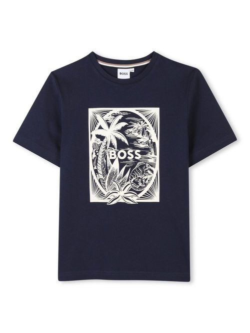 Illustration print cotton T-shirt - Blue