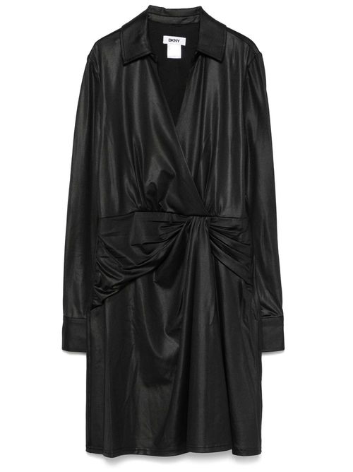Pleat-detail midi dress - Black