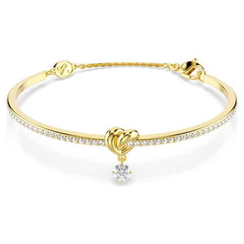 Lifelong bangle, Round cut, Heart, White, Gold-tone plated