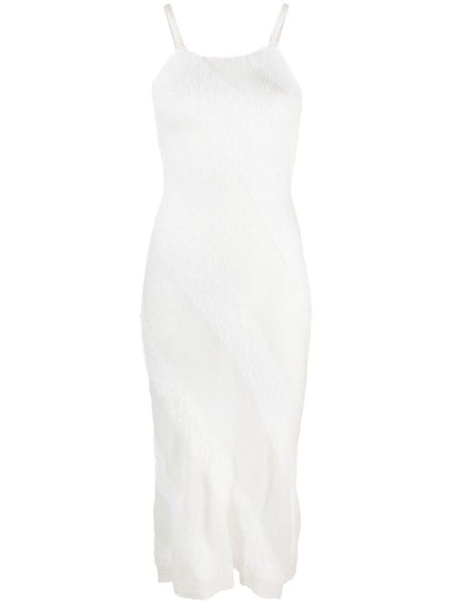 Fuzzy knitted slip dress - White
