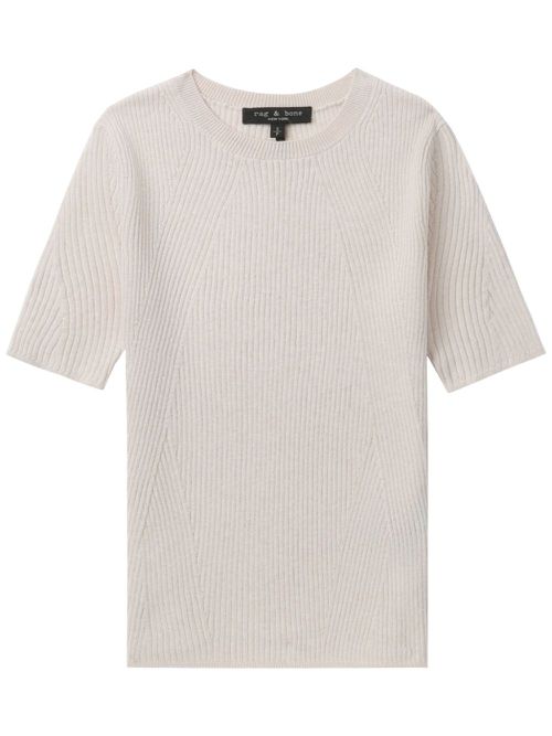 Ribbed-knit T-shirt - Neutrals