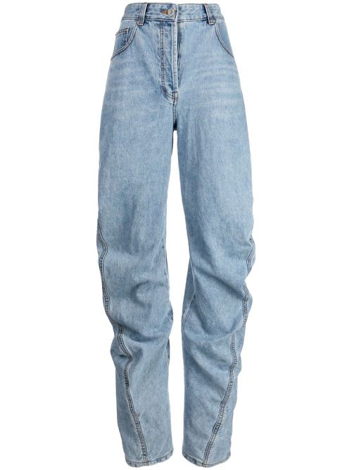 Logo-patch cotton flared jeans - Blue
