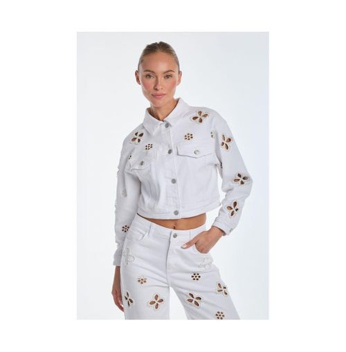 Women's Kaia Pearl Jean Jacket - Black - White