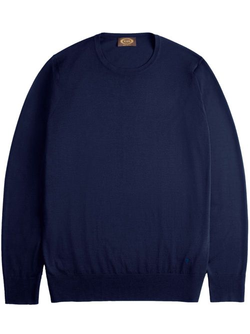 Crew-neck knitted jumper - Blue