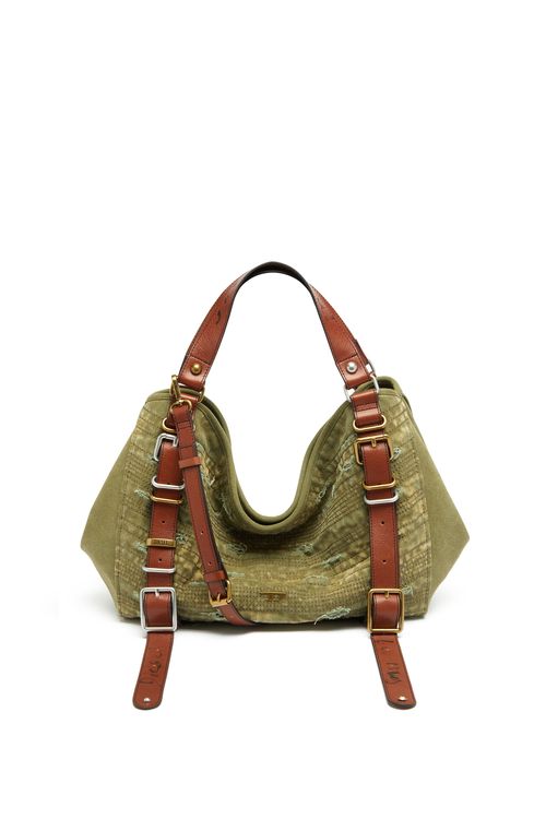 D-One-Medium top-handle bag in distressed canvas - Handbags - Unisex - Green