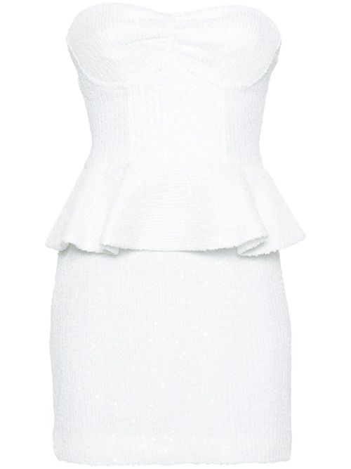 Strapless sequined mini dress - Neutrals