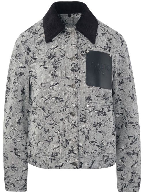 Floral-print denim jacquard jacket - White