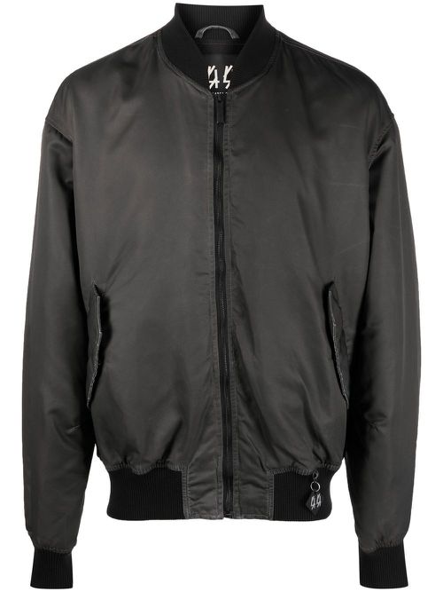 Flame logo-print bomber jacket - Grey
