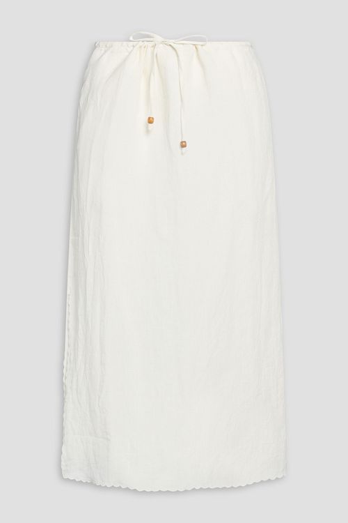 Adriana linen midi skirt - White - 3