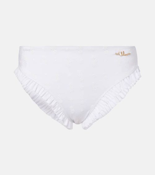 Chloé Embroidered ruffled bikini bottoms