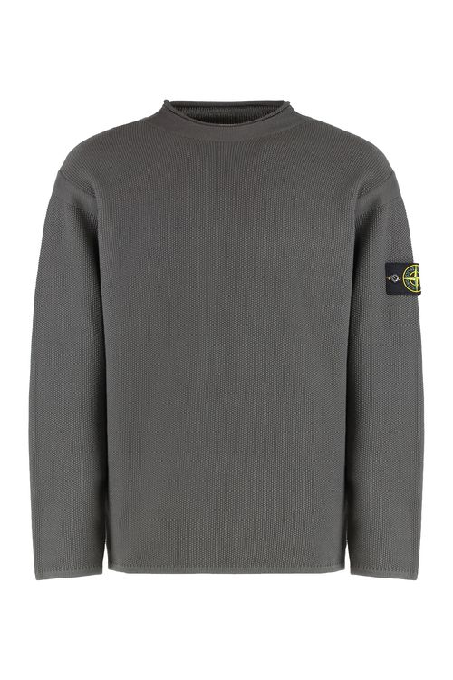 Sweater with a Polo Neck and Reverse Stitch Details