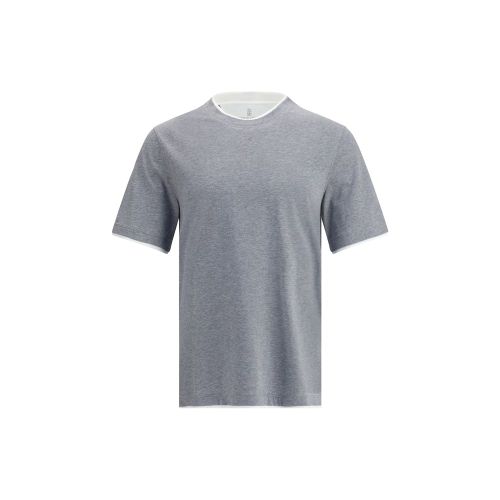 Two-Tone Double Layer Cotton T-Shirt — Gray