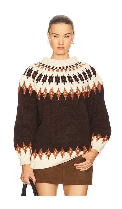 Callahan Kathleen Fair Isle Pullover in Chocolate. - L also in