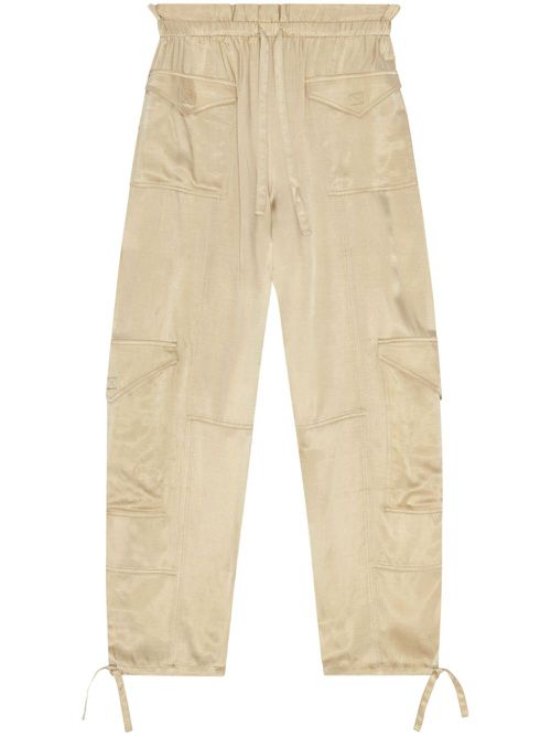 Elasticated-waist satin trousers - Neutrals