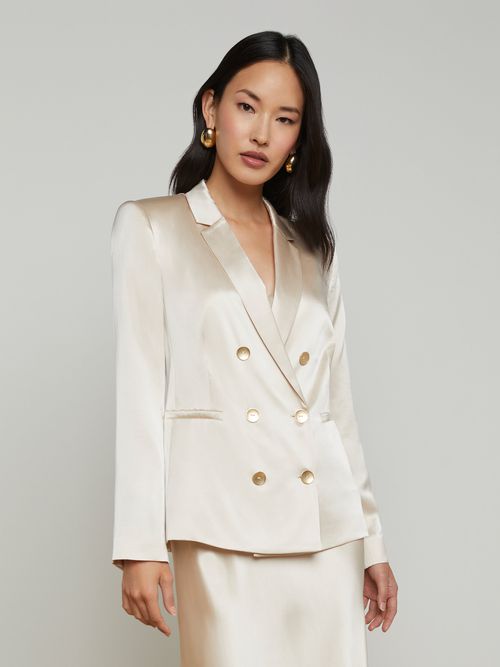 Colin Silk Blazer In Champagne