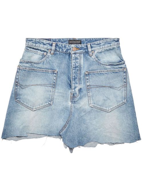 Cut-Up denim asymmetric miniskirt - Blue