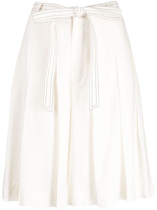 Tied-waist bermuda shorts - White