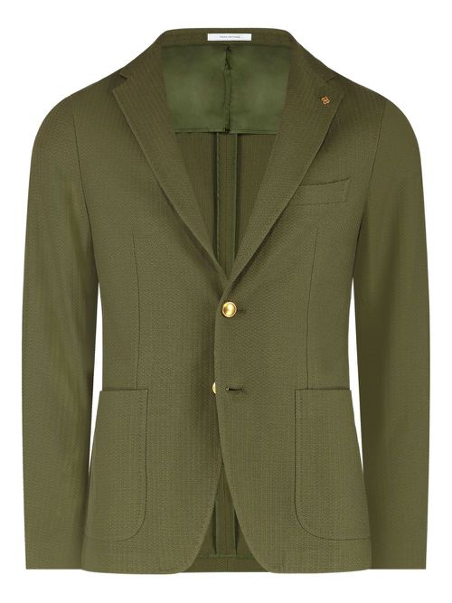 Single-breasted textured blazer - Green