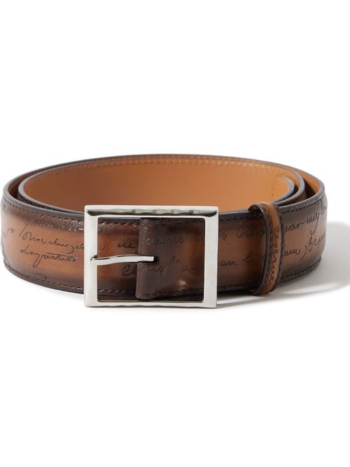 Scritto 3.5cm Leather Belt - Men - Brown - EU 100