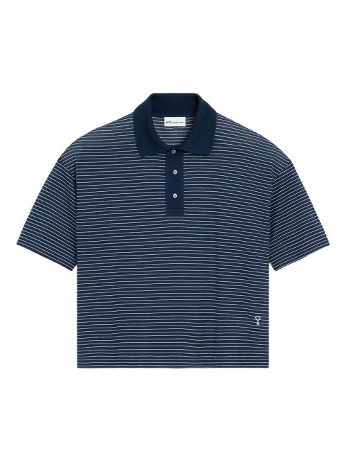 Classic Striped Polo Shirt with Applique